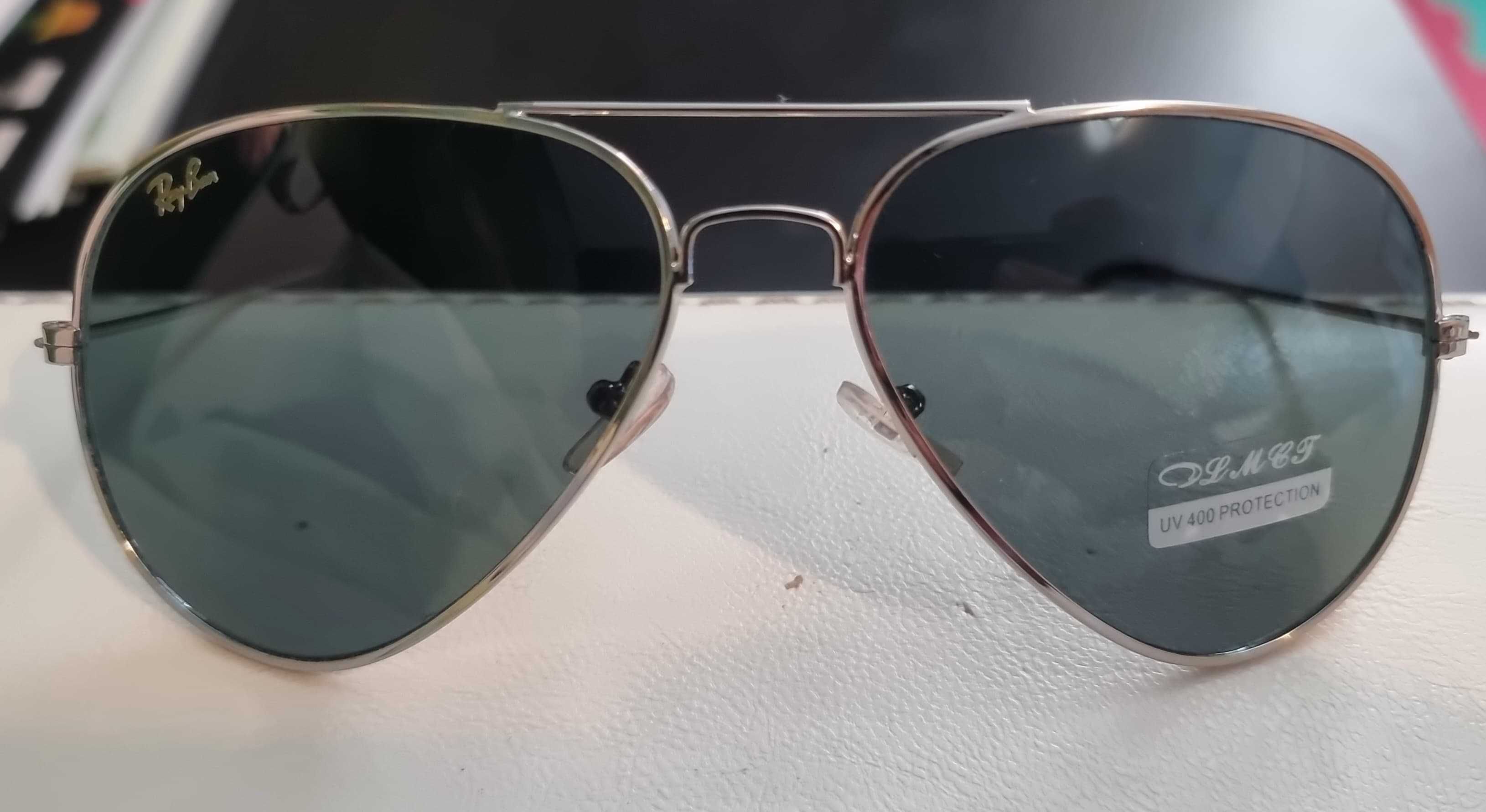 Ochelari de soare Ray-Ban Aviator, lentile sticla, argintii