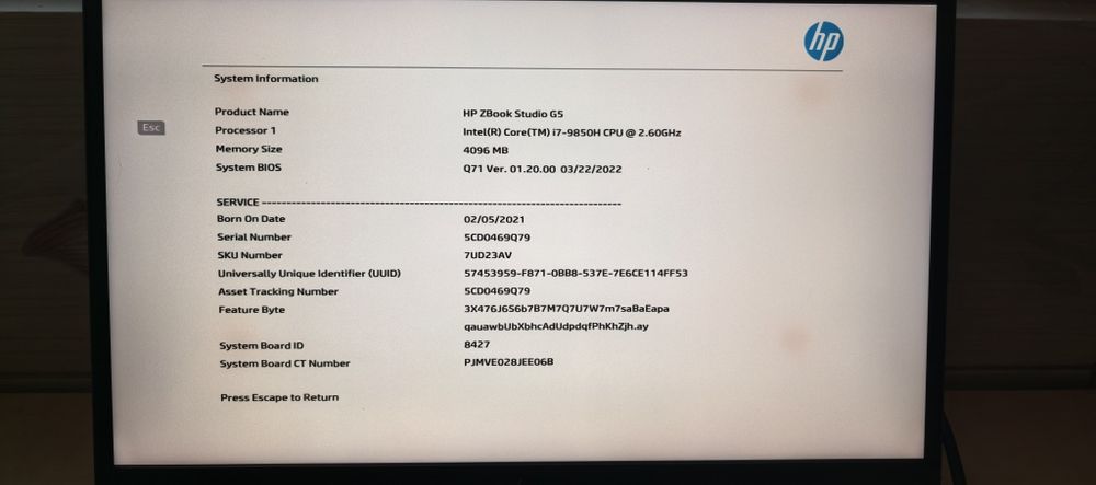 Laptop HP ZBook Studio 15 G5_i7-9850H_NV Quadro P1000 4GB (INCOMPLET)