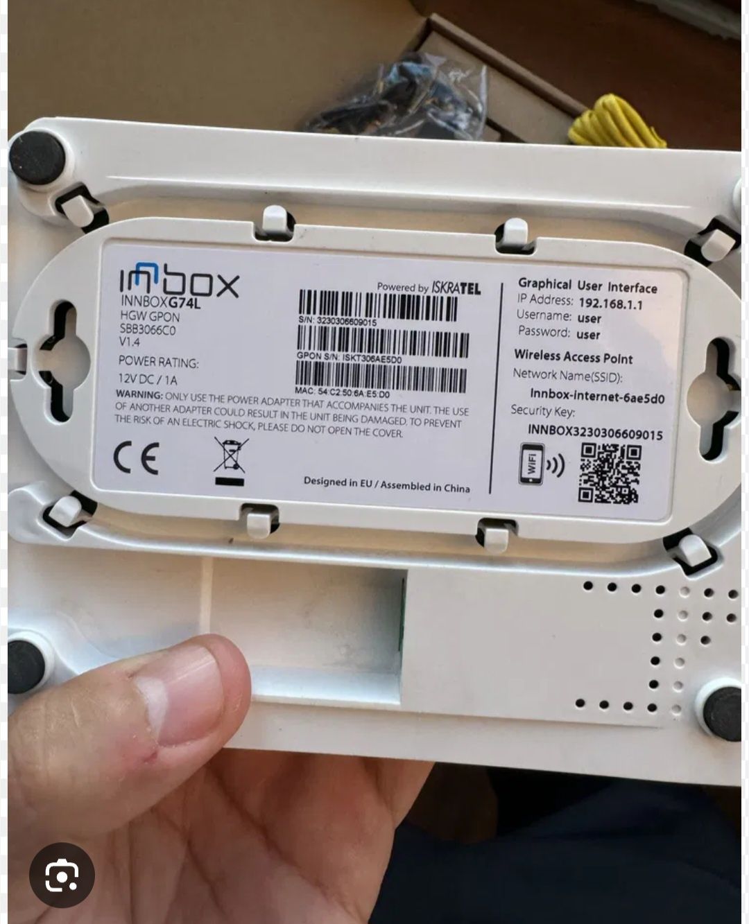Router  INNBOX G 74 L (Gpon)