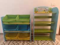 Set mobilier copii : raft organizator jucării și biblioteca de cărți