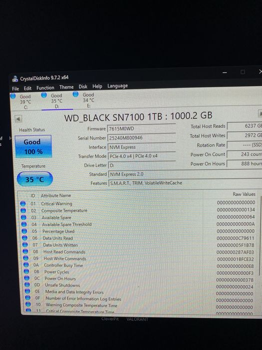 Kit SSD (SN 7100 wd black 1tb + Kingston A2000 250 gb