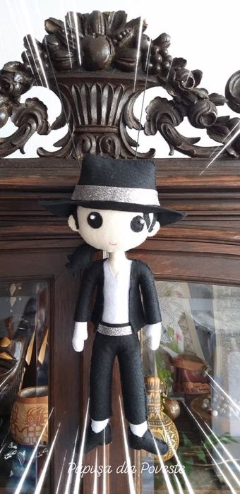 Michael Jackson - papusa handmade din fetru, 35 cm. Papusa din Poveste