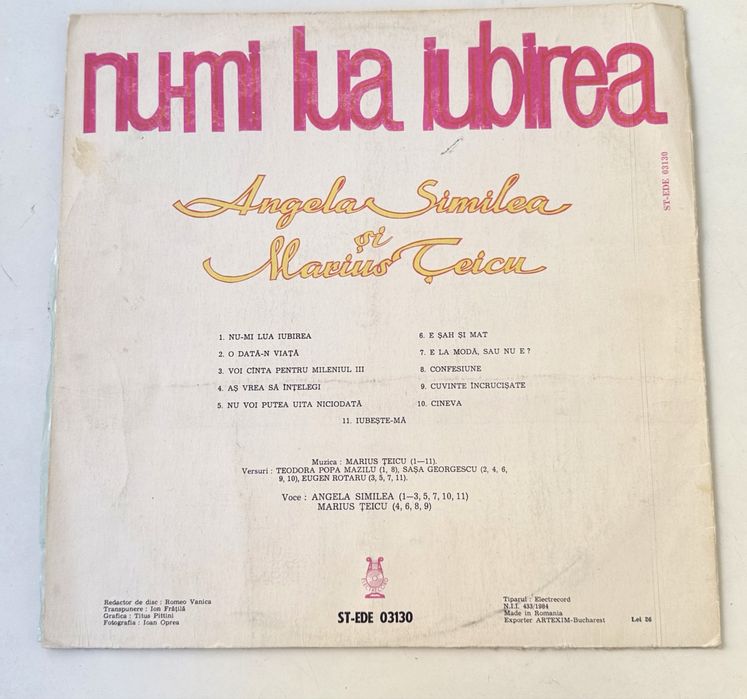 Vinil Angelea Similea si Marius Teicu - Electrecord