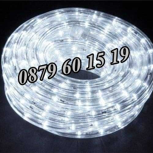 Бял светещ коледен маркуч 20 м + контролер