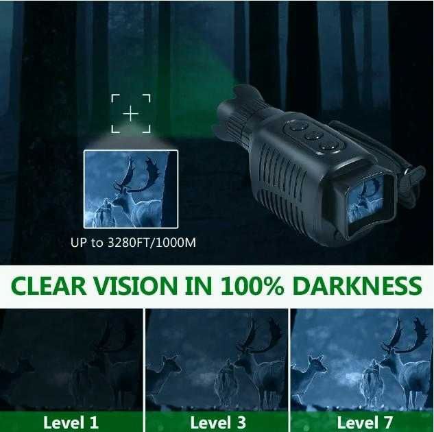 Спортен Водоустойчив Монокуляр Нощно Виждане 2.5K FULL HD Камера Запис