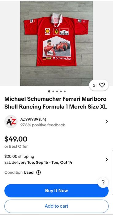 Tricou Michael Schumacher Ferrari Marlboro Shell Racing Formula 1