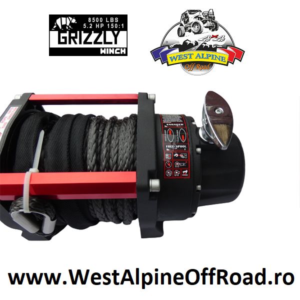 Troliu auto Grizzly Winch 8500lbs cu cablu sintetic (Forta: 3.855kg)