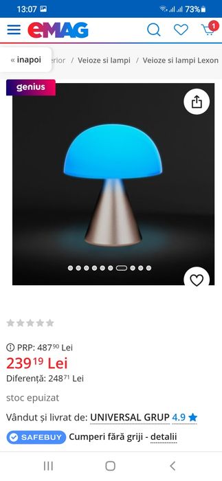 Vand lampa veioza led Lexon Mina si Mina M