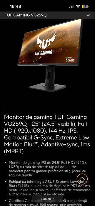Monitor gaming ASUS TUF