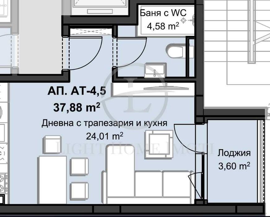 Продава се Едностаен апартамент в Пловдив, Христо Смирненски - 50 кв.м за 1438 €/кв.м - Снимка #3