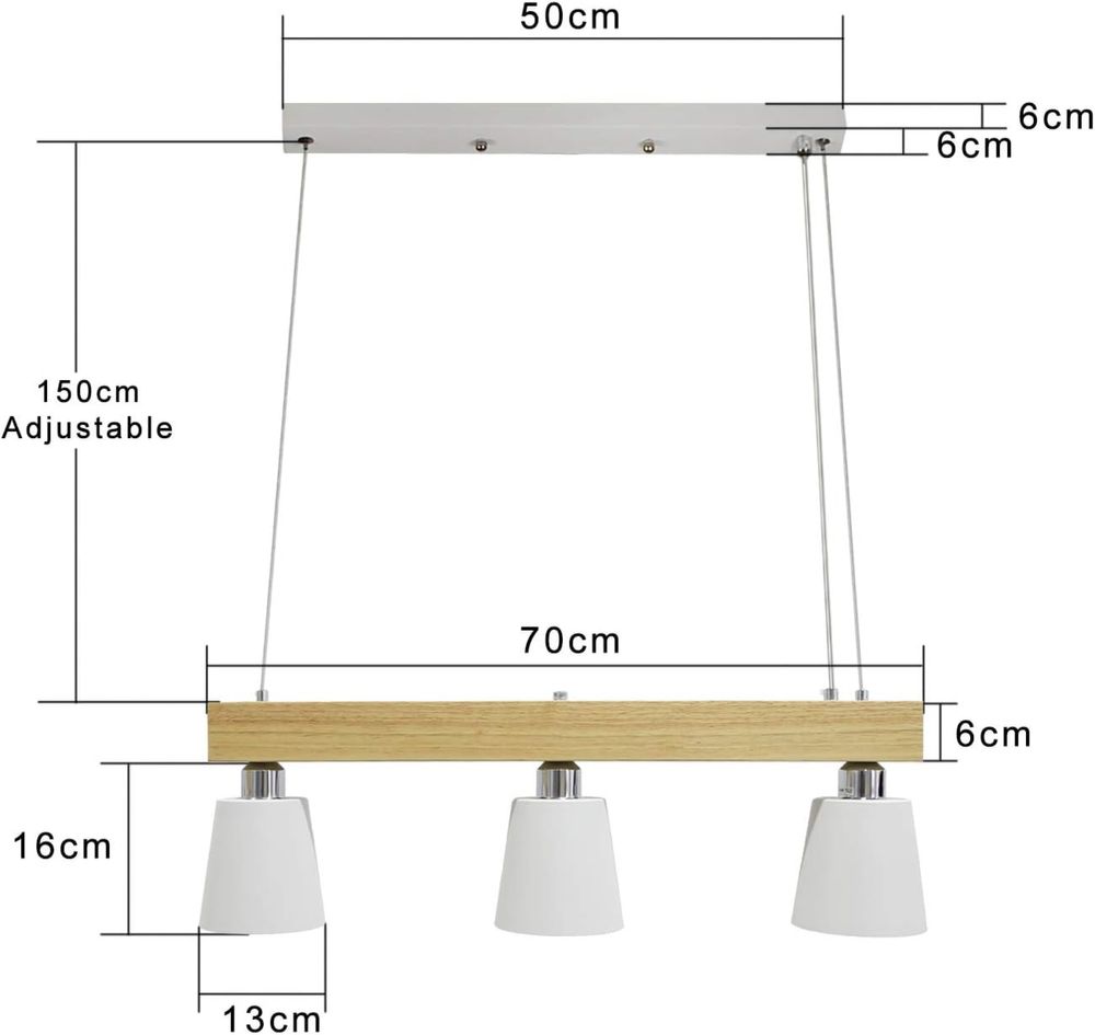 LED висяща дървена лампа