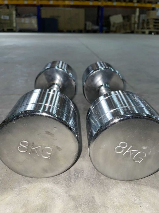 Set de 2 Gantere cromate cu greutate fixa 16 KG - 2x8 KG