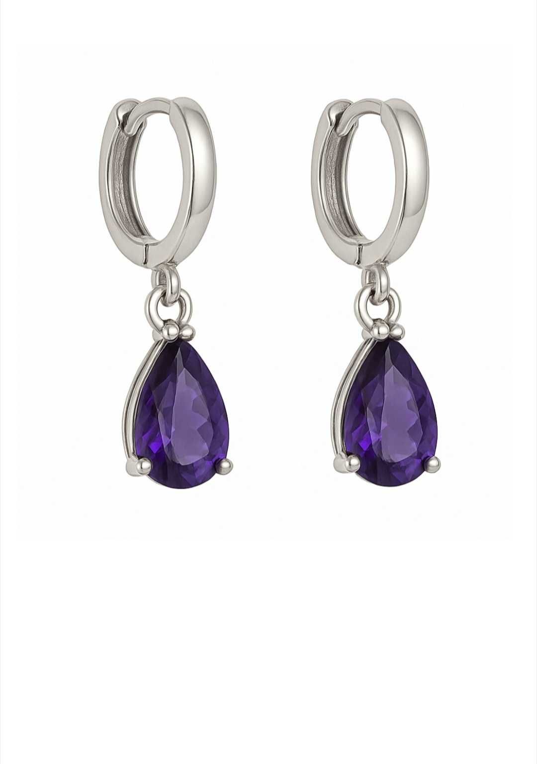 Bijuterii set, violet-ametist, înveșmântate în argint fin, marcat 925