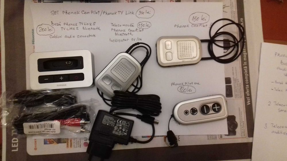 Set   Phonak Com Pilot / Phonak TV Link 2  Bluetooth QDID -nou