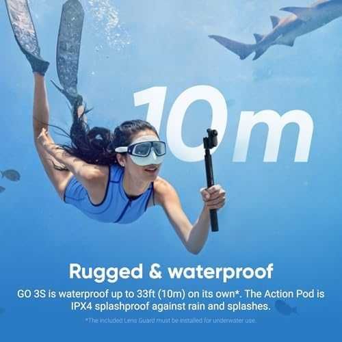 Нова Insta360 GO 3S 64GB Черна 4K Екшън Камера, Водоустойчива, Vlog