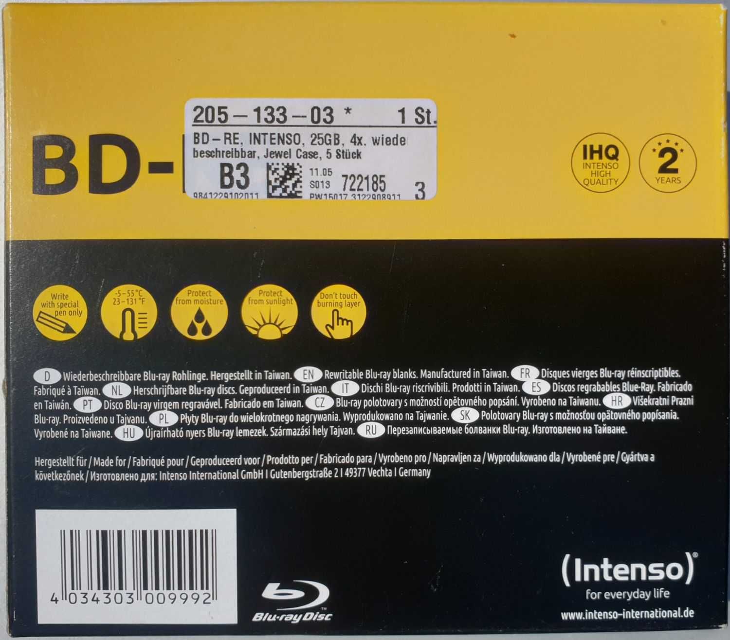 Bluray rewritable discs BD-RE 25 GB set 5 bucati