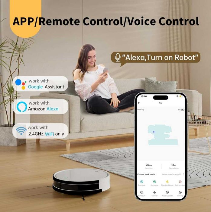 OKP Life K5 Робот прахосмукачка  Alexa/APP/Wi-Fi самозареждаща се нова