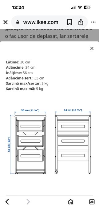 Comoda ikea metalica alba