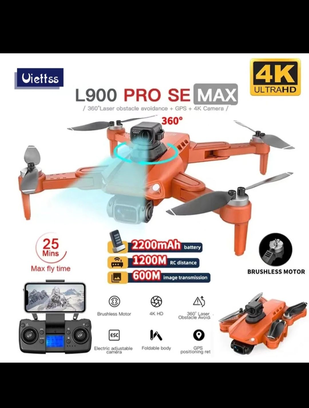 Дрон L900 PRO SE и SE MAX, GPS, сензор за препятств. и 1200 м полет