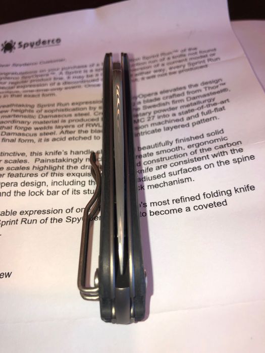 Spyderco SpyOpera, Carbon Fiber, Thor Damasteel, Sprint run.