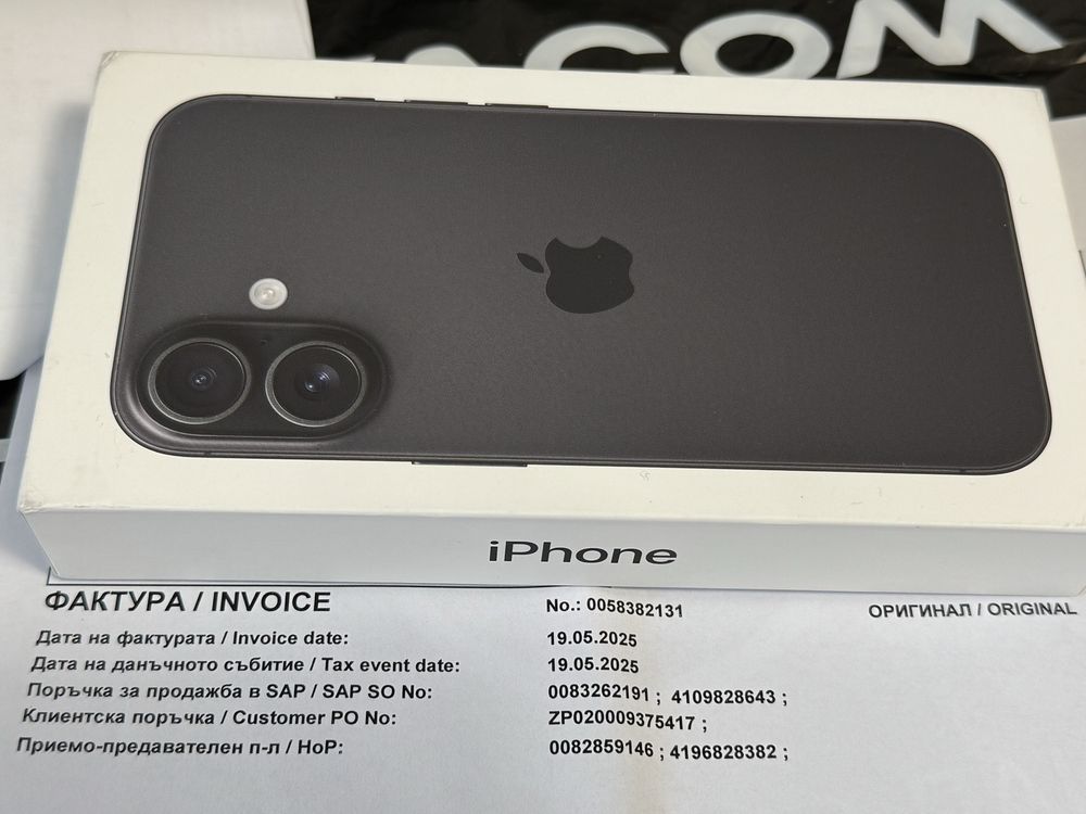 *** ЗАПЕЧАТАН 128GB iPhone 16 Vivacom Гаранция 2027 г. Black