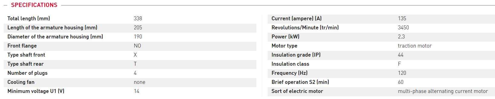 Motor electric tractiune stivuitor 14V Juli, 135A Juli, 2.3kw