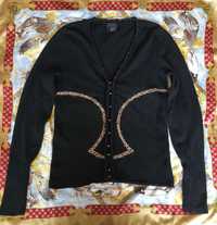 Cardigan Just Cavalli negru auriu lana