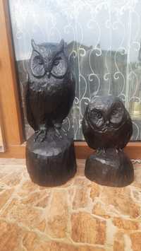 Statuete sculptate în  lemn( bufnite)