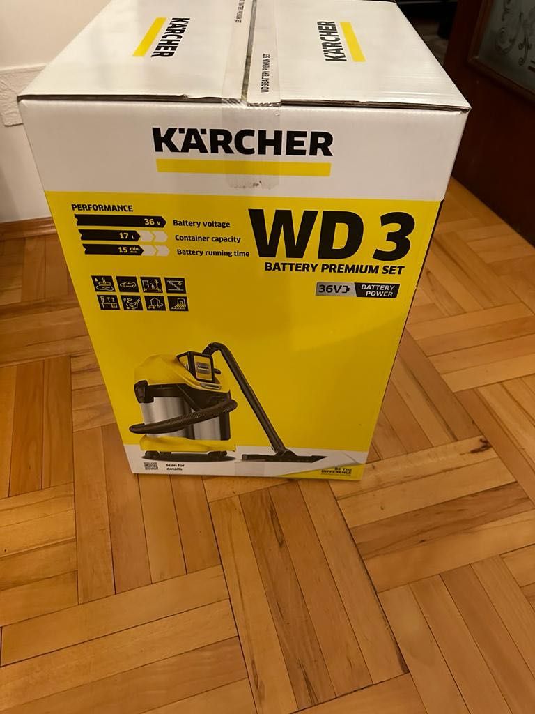 Aspirator Karcher Kärcher WD 3 Battery Premium Set, uscat și umed.
