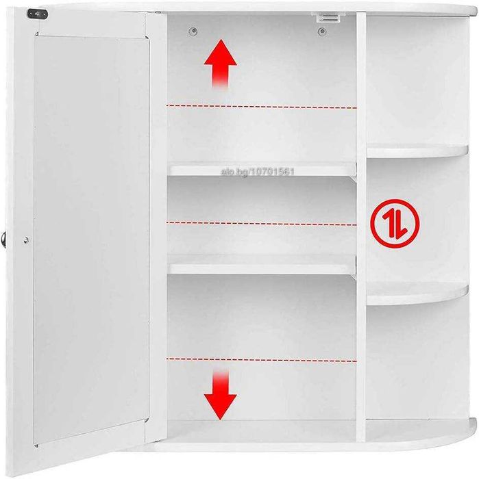 Огледален стенен шкаф за баня MDF, бял, 56 x 13 x 58 см