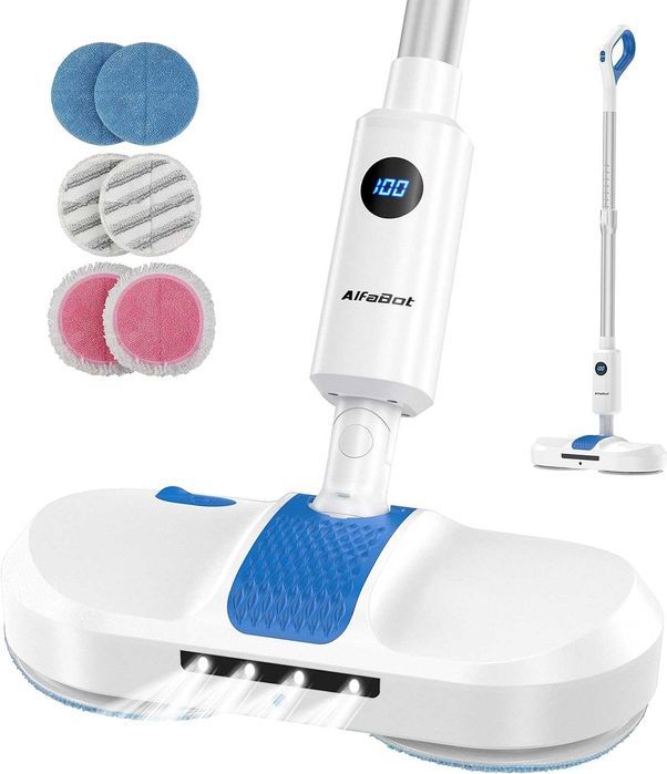 Mop Electric Rotativ Alfabot, Baterie Detasabila, alb si albastru