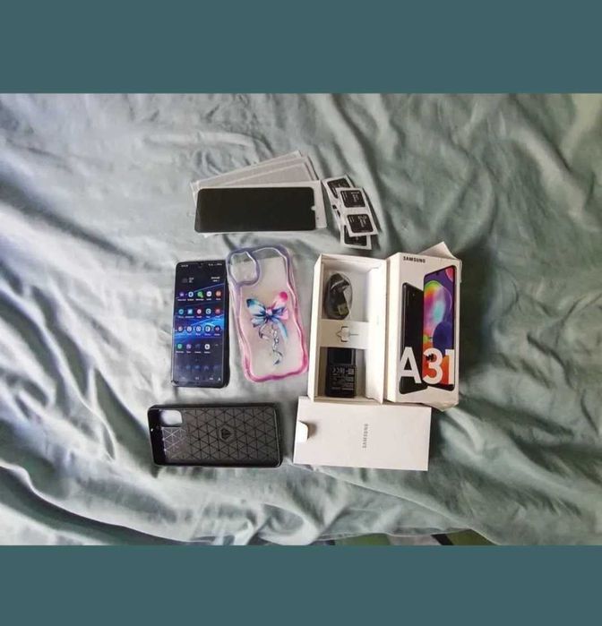 Pachet Complet: Telefon Samsung Galaxy A31 +2 Huse +5 Folii+Incarcator