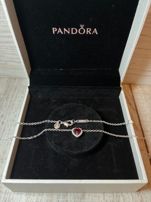 Set Pandora bijuterii de argint model inimă roșie