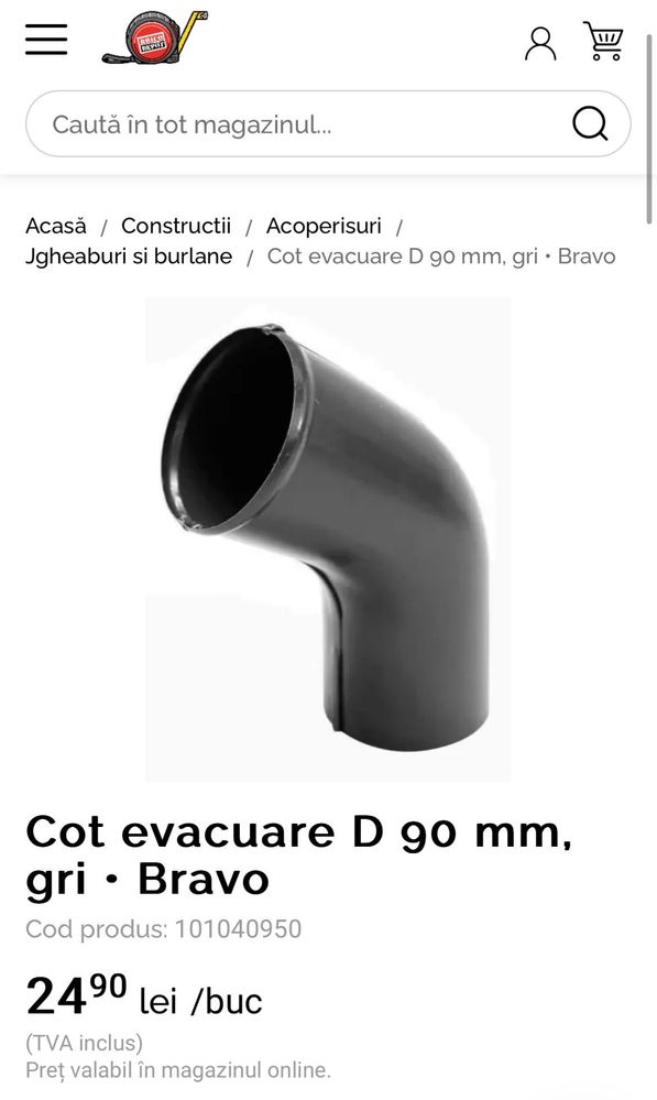 Accesorii sistem pluvial Bravo, cot evacuare si bratara burlan