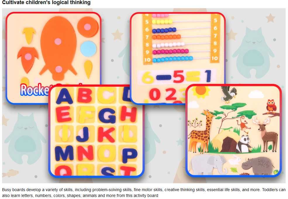Mapa cu activitati pentru copii Montessori Busy Board for Toddlers