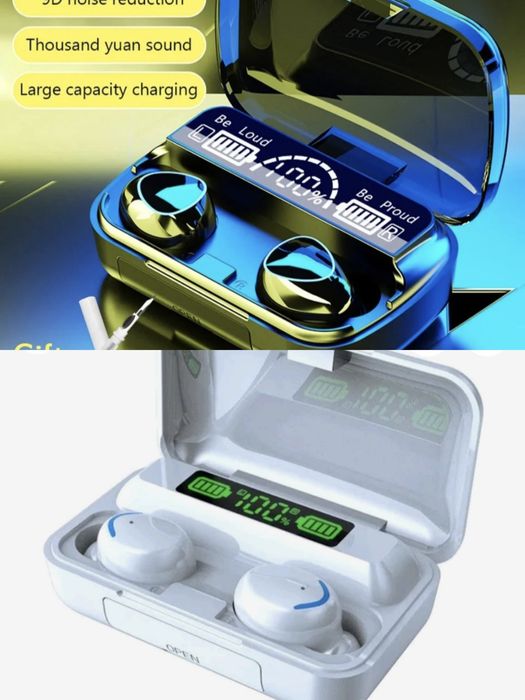 Черни и бели безжични спортни слушалки