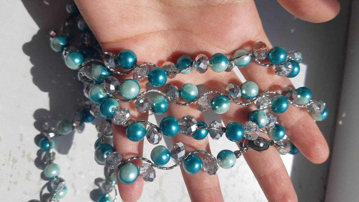 Голубое ожерелье из страз | или для по плетения на волосы| бижутерия