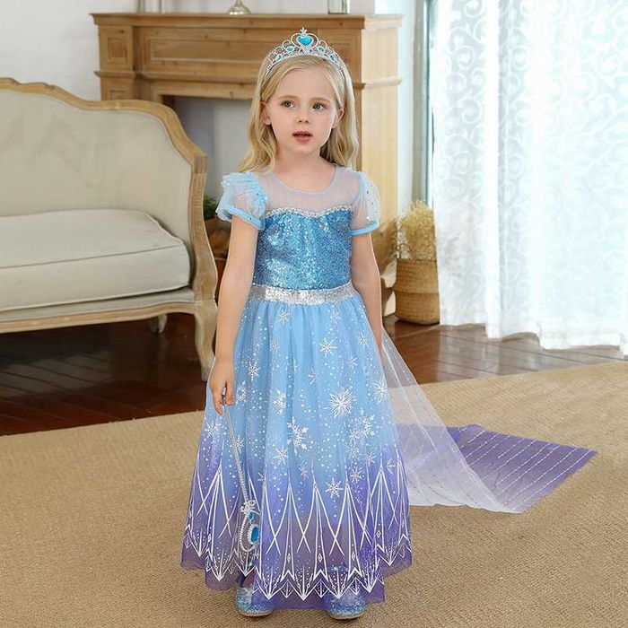 Rochie /rochita Elsa Frozen 2 cu trena detasabila