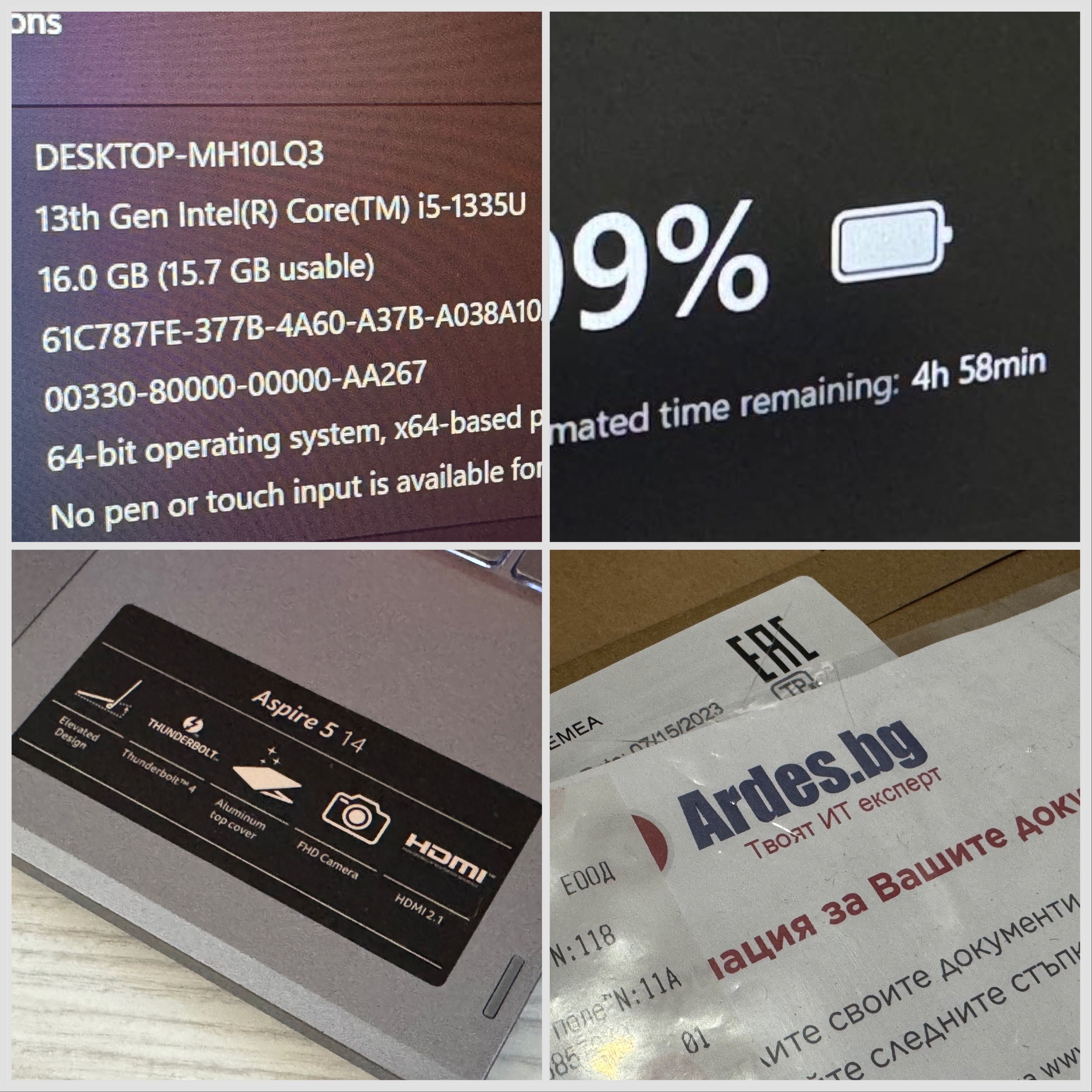 14 IPS Ultra /i5 i5 1335U /16gb /512 GB /Гаранция нов /Wi-Fi 6E