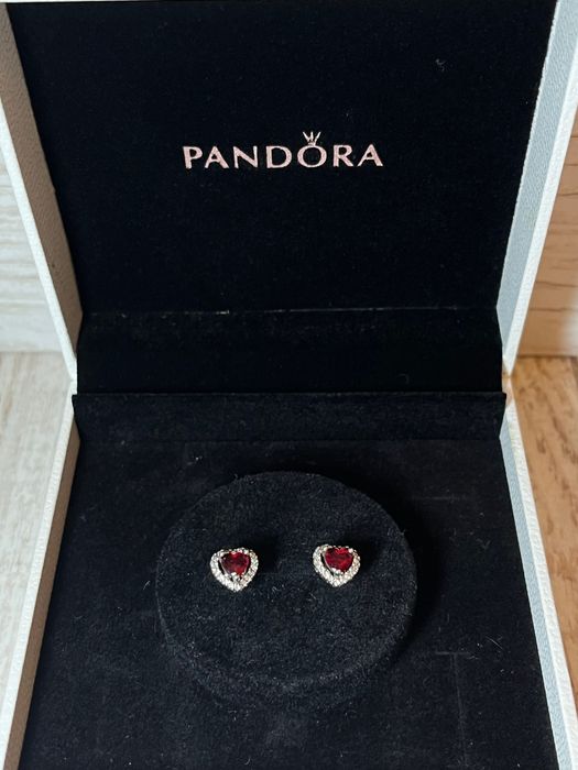 Set Pandora bijuterii de argint model inimă roșie