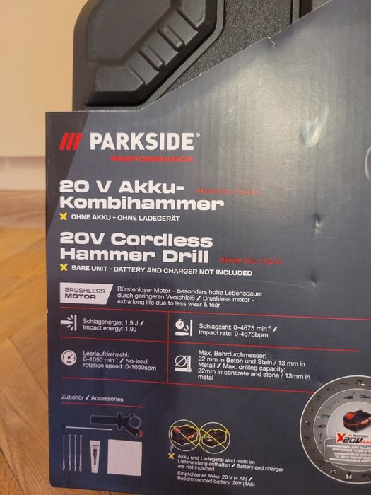 Перфоратор Parkside PKHAP 20-LI 1.9J A1