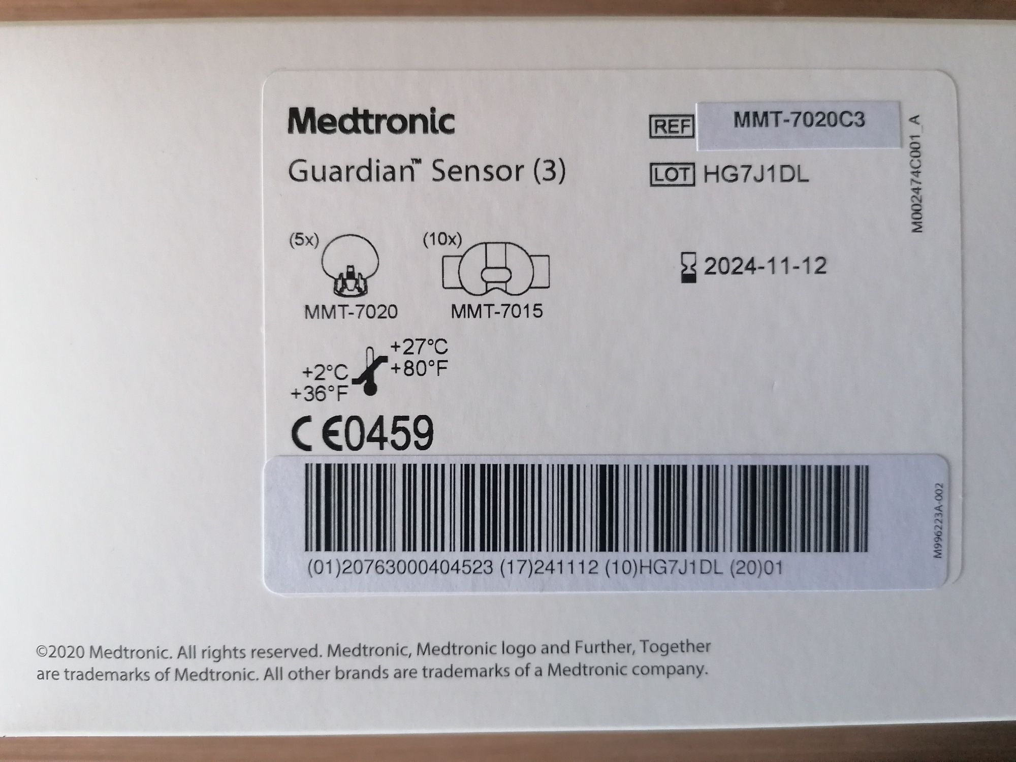Senzori monitorizare continua a glicemiei Medtronic G3