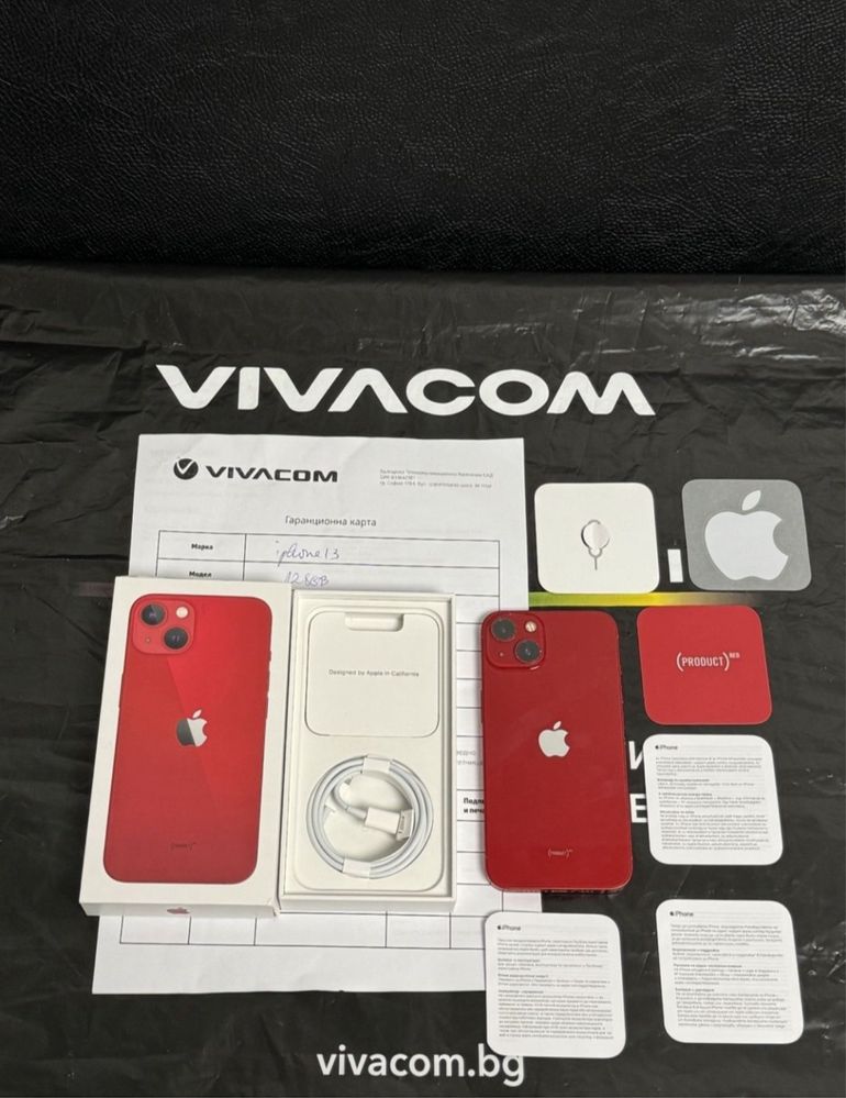 128GB iPhone 13 5G Гаранция Vivacom 2024г. Product Red / Червен