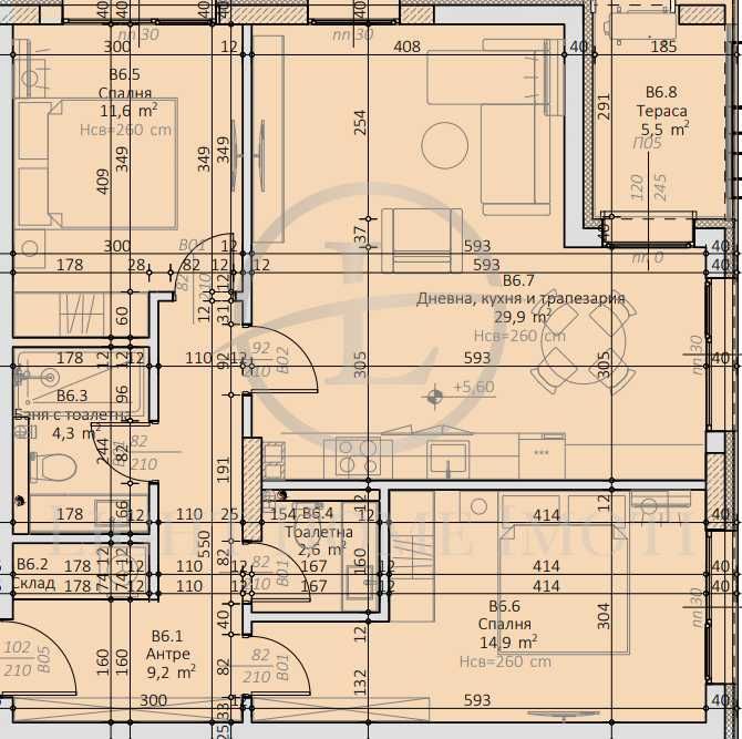 Продава се Тристаен апартамент в Пловдив, Каменица 2 - 109 кв.м за 1453 €/кв.м - Снимка #6
