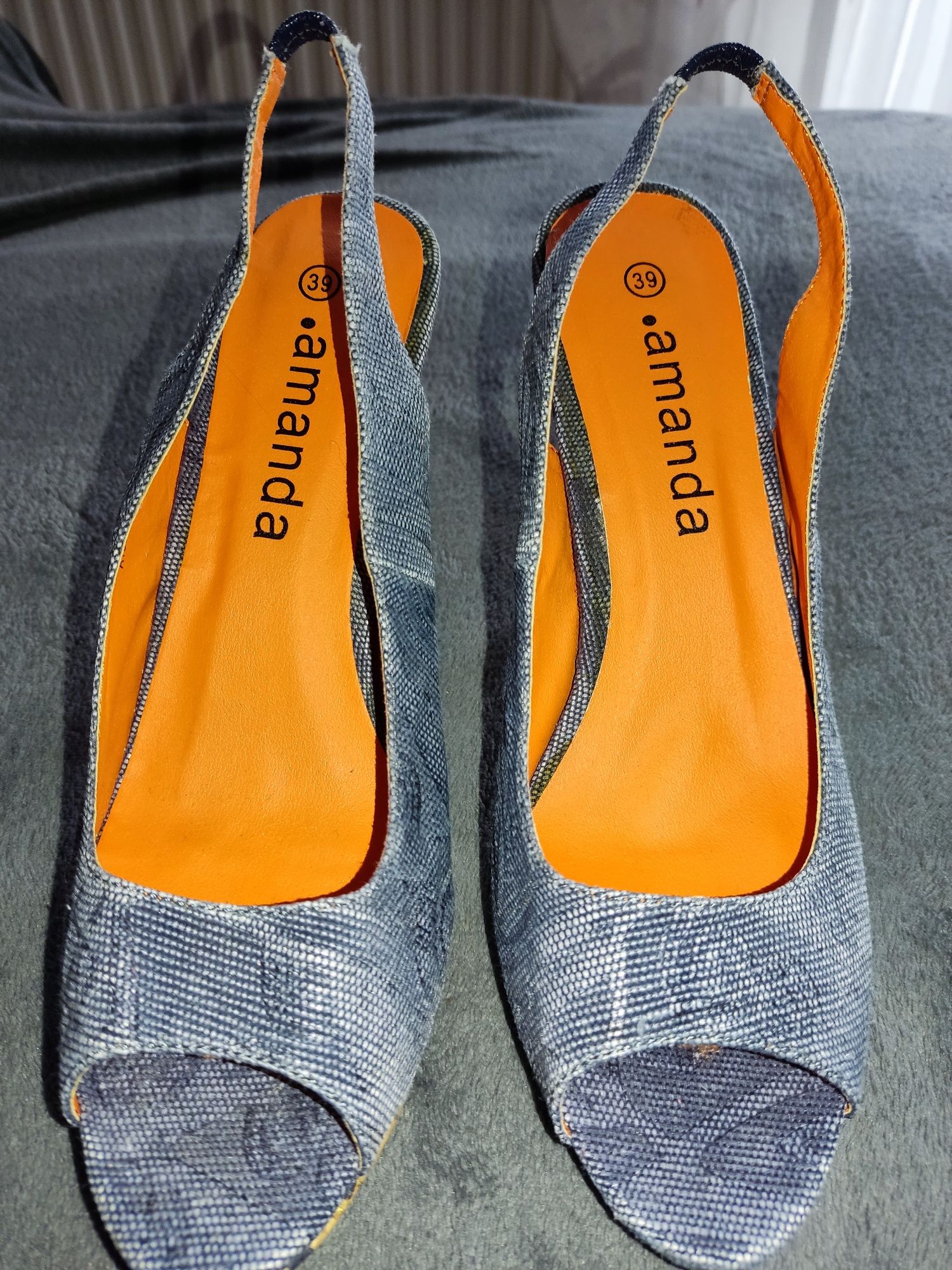 Sandale femei/saboți pt fete Amanda din denim-noi,măr.39