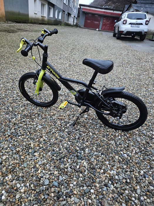 Bicicleta copii Btwin Robot 500 16" + casca + rotile ajutatoare Cube