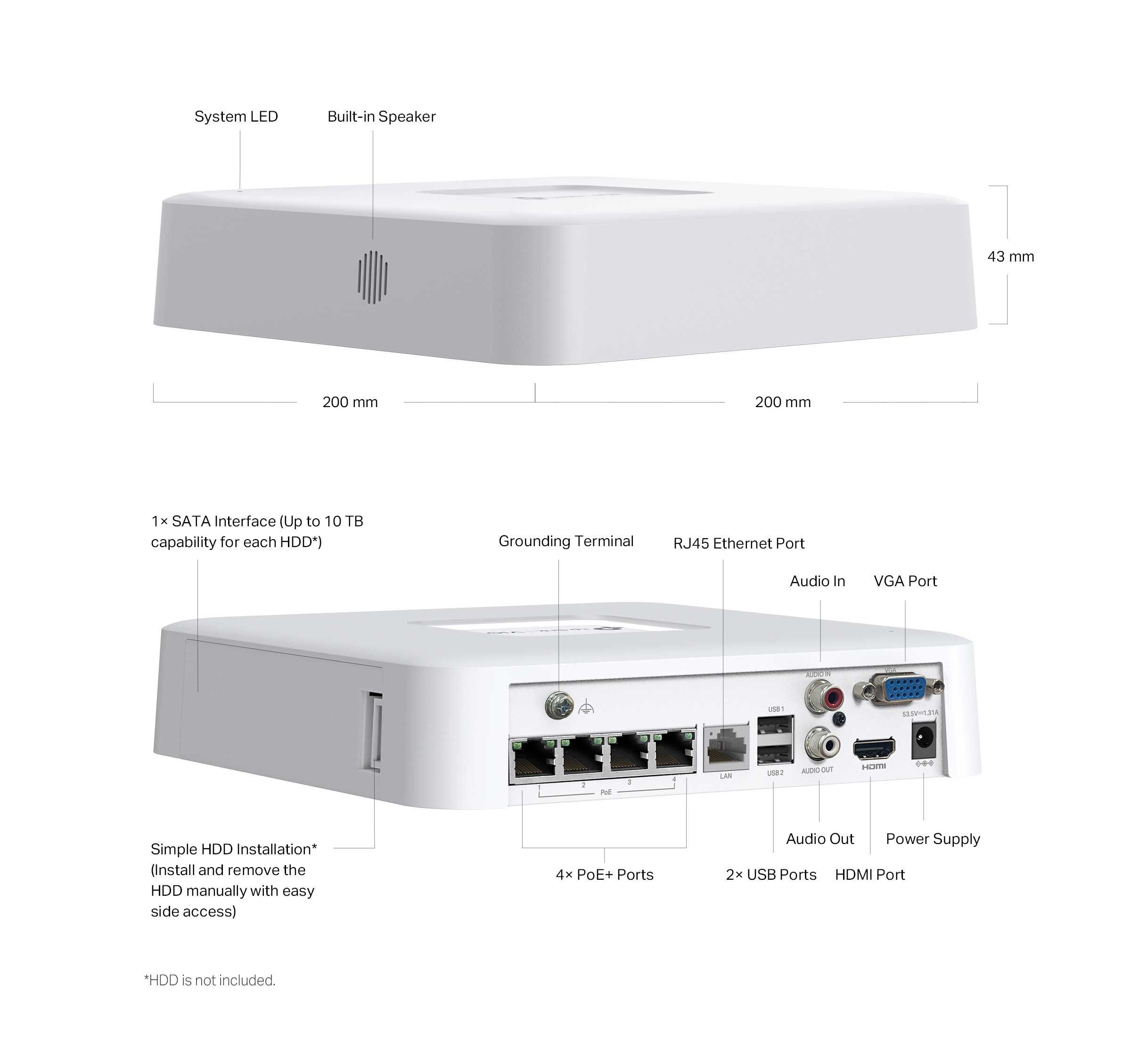 TP-Link VIGI NVR1104H-4P 4-канальный сетевой видеорегистратор с PoE+