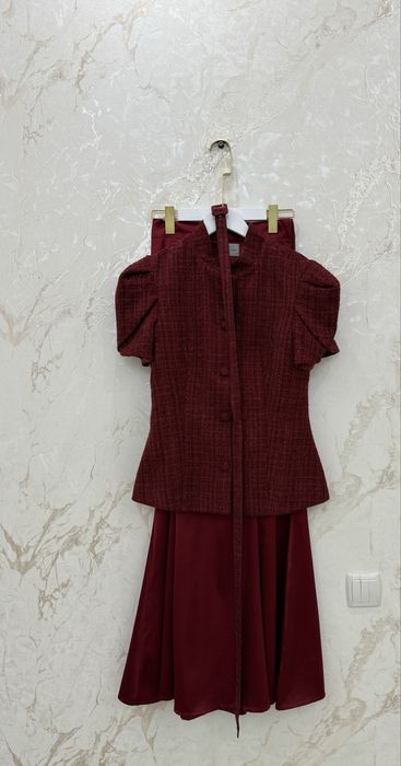 Бордовая двойка с длинной юбкой