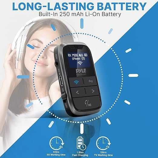Безжичен Bluetooth трансмитер - 2-в-1 аудио адаптер Pyle