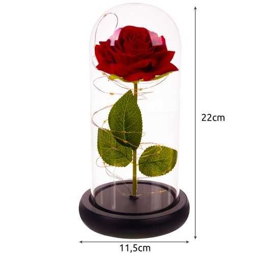 Вечна ИЗКУСТВЕНА роза светеща в led стъкленица луксозна опаковка